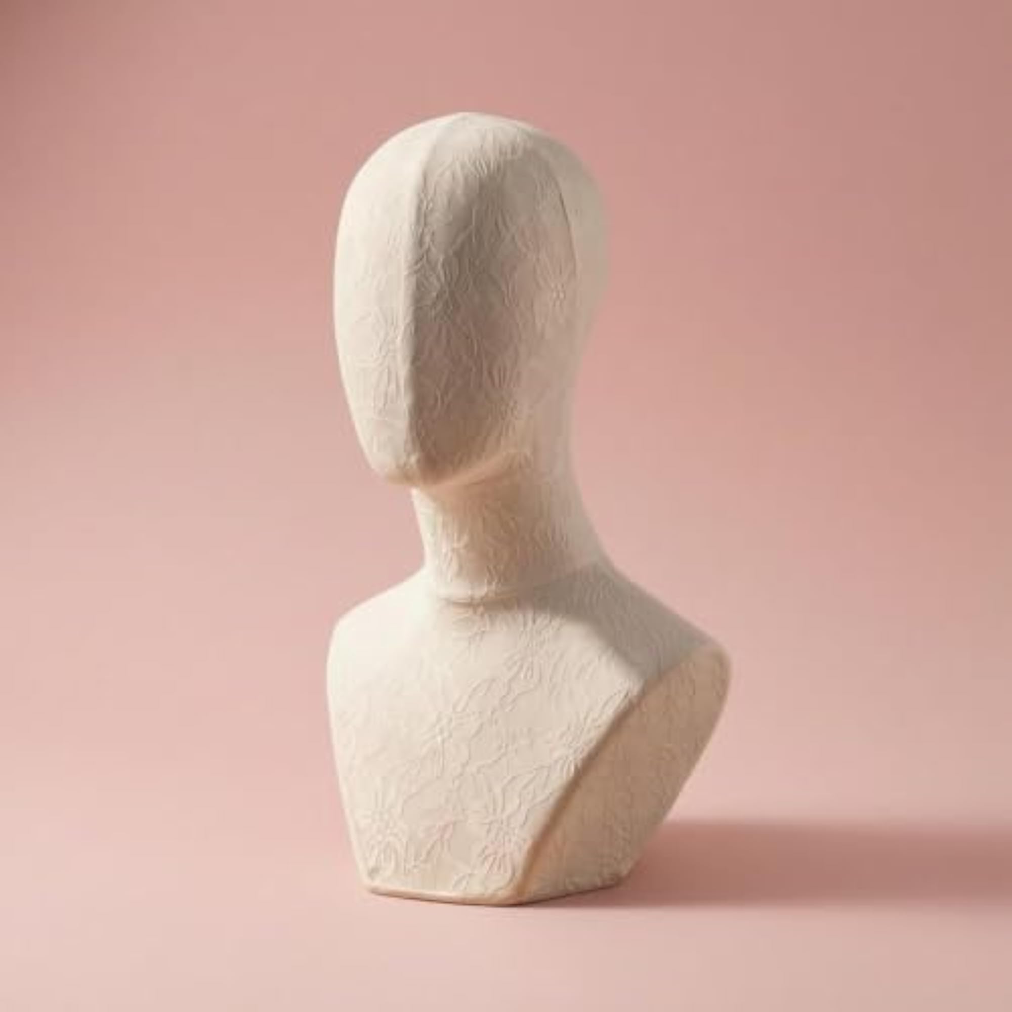 Easy Assembly Mannequin Head Stand, White Linen